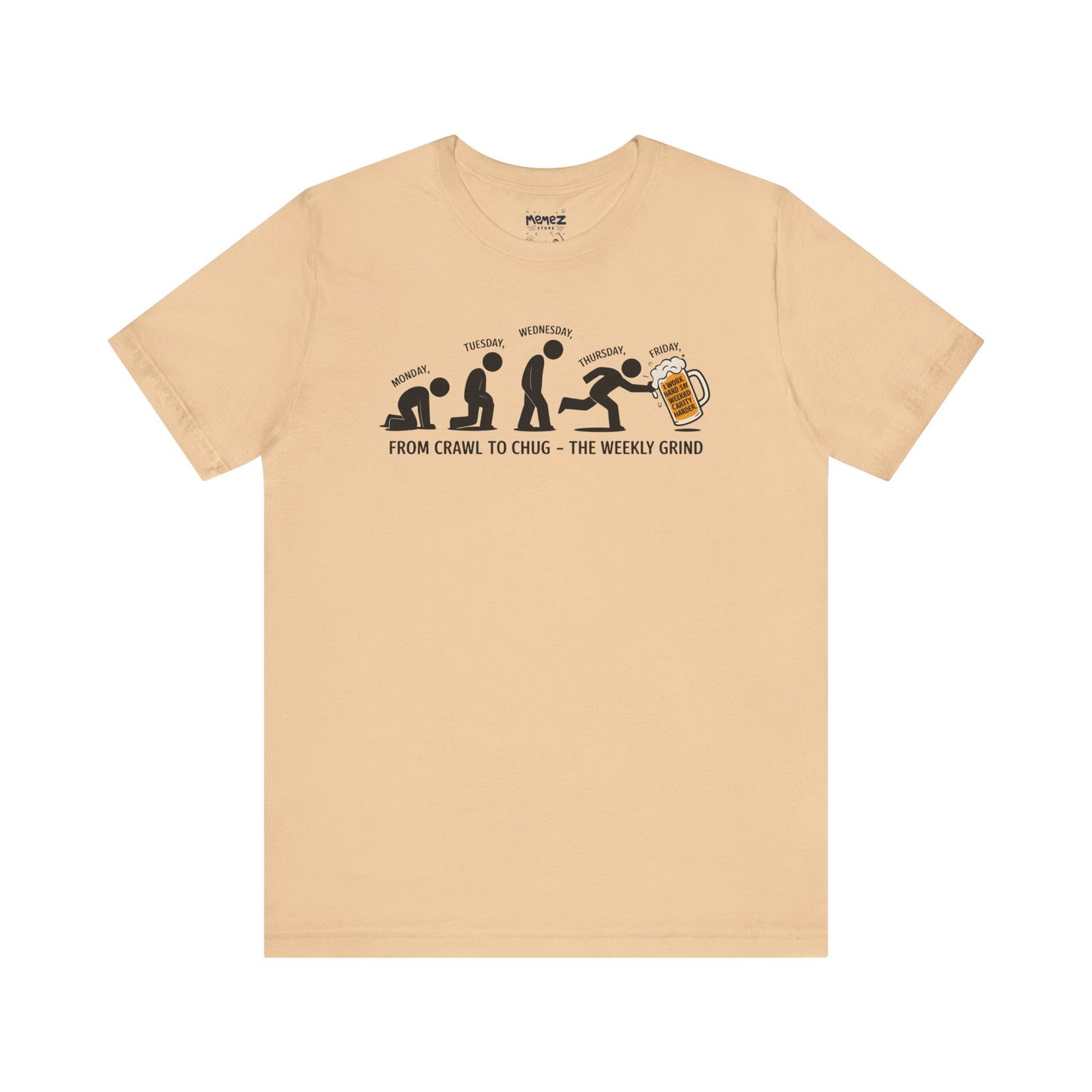 Funny Meme Unisex Tee - Crawl To Chug Design Beer Funny Meme Stee