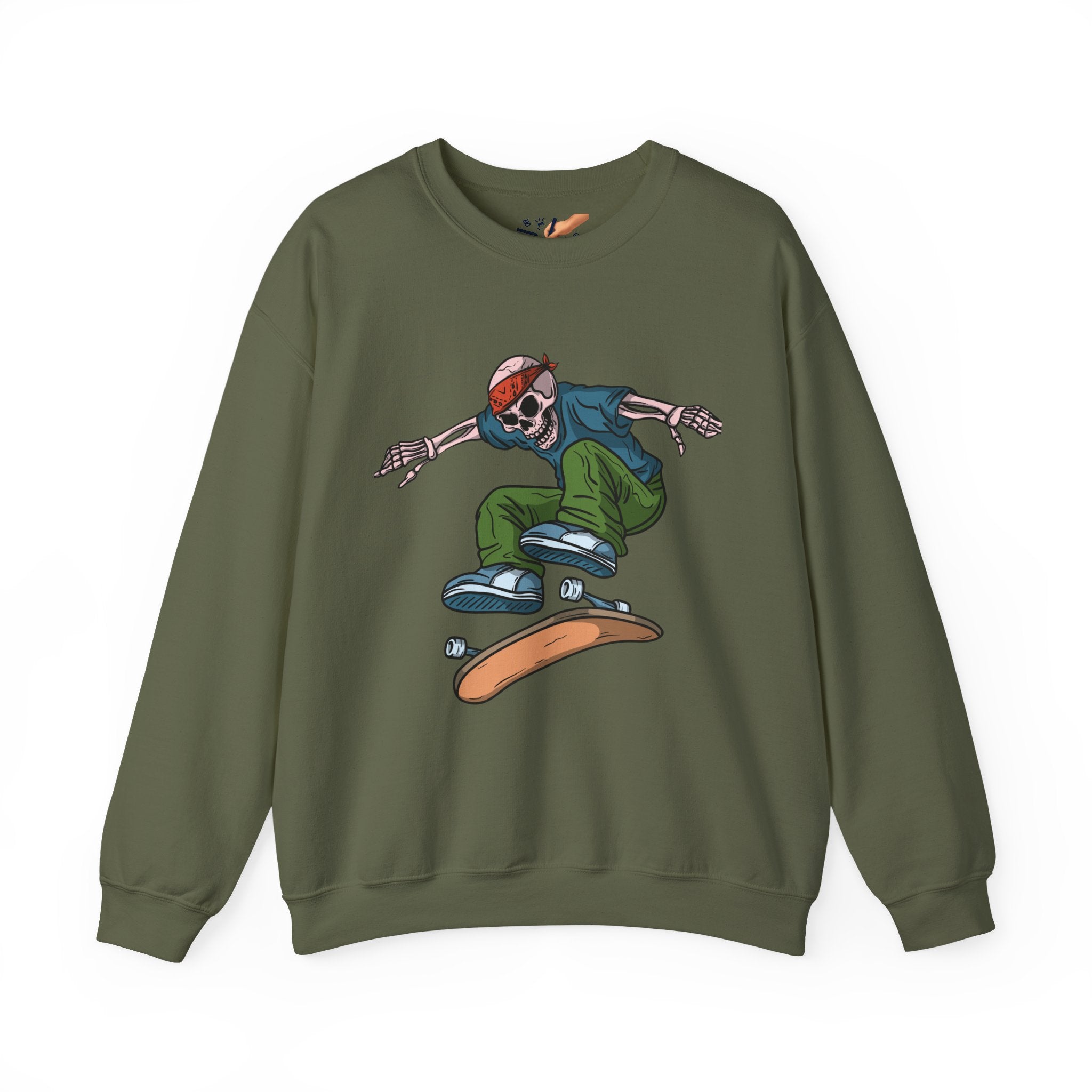 Skull Skater Streetwear Sweatshirt | Edgy Skate Hooded Crewneck for Men & Women