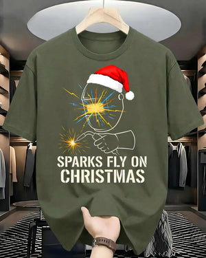 "Sparky's First Christmas" Funny Anxious Dog Holiday T-Shirt