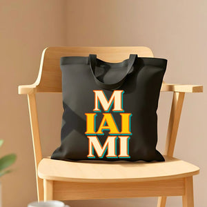 Vibrant Miami souvenir tote bag at the beach or poolside