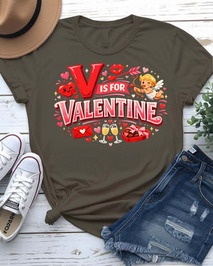 V for Valentine Graphic T-Shirt