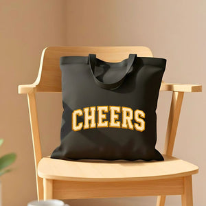 Bold "Cheers" Print on Cotton Canvas Reusable Grocery Tote