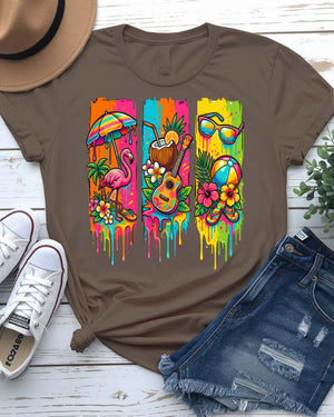 Colorful summer tee rainbow sunburst graphic vibrant design