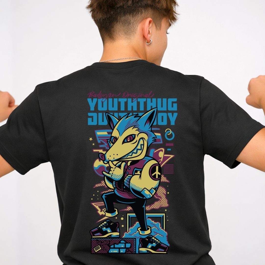 Youth Thug Streetwear Tee - Bold Typography Front Design