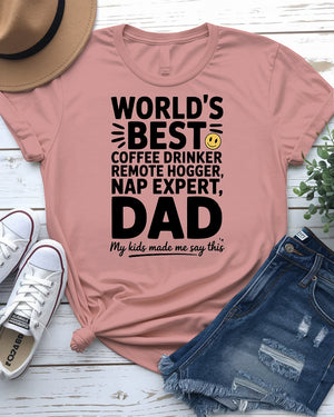 World’s Best Dad Typographical Funny Tee by Memez Store