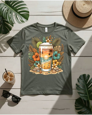 Golden hour cocktail tee sunset drink orange slice graphic