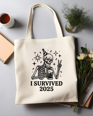 I Survived 2025 Funny Milestone Celebration Tote Bag