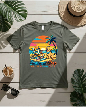 Summer vibes chillin with my besti tee two figures under palm tree