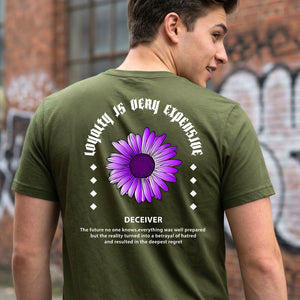 Destiney Streetwear Tee with compass needle pointing north on model