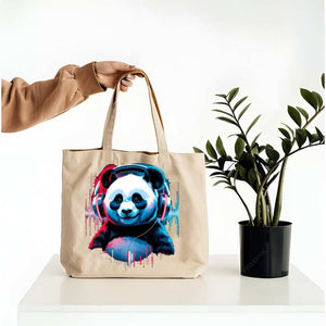 “DJ panda artwork canvas tote for music lovers”