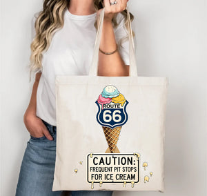 Route 66 Retro Style Canvas Tote Bag