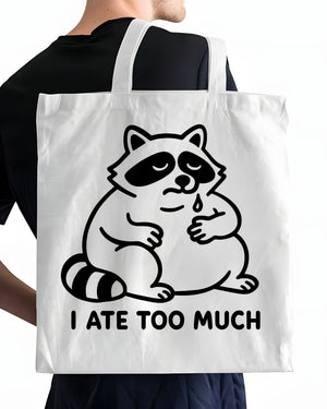 "I Ate Too Much" Cute Overfed Animal Meme Tote Bag