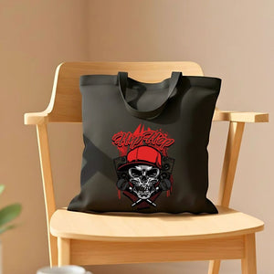 Hip Hop Skull Graphic Tote Bag - Urban Culture Canvas Bag