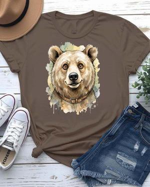 Cute bear tee smiling bear face with honey pot graphic