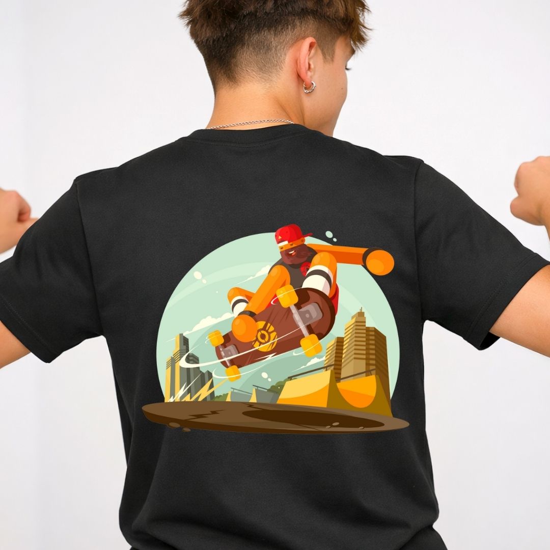 Skate Lover Streetwear Tee with Vintage Deck Graphic
