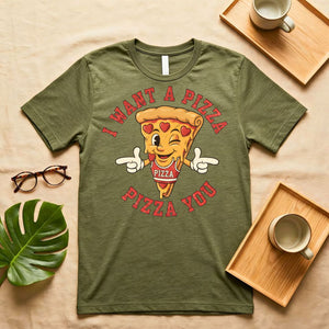Valentine's Day Pizza Heart Slice Graphic T-Shirt