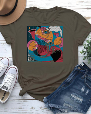 Happy World Art Day t-shirt with vibrant paint splatter design