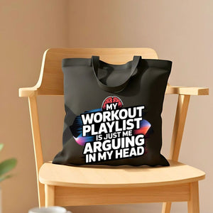 Workout Playlist Tote Bag with Fitness & Music Design