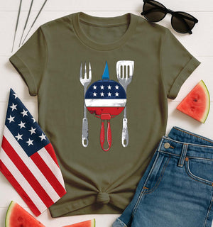 4th July Food Tee – Funny Patriotic BBQ Meme T-Shirt for Independence Day by Memez