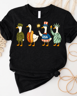 4th of july duckling t-shirt with patriotic baby duck graphic