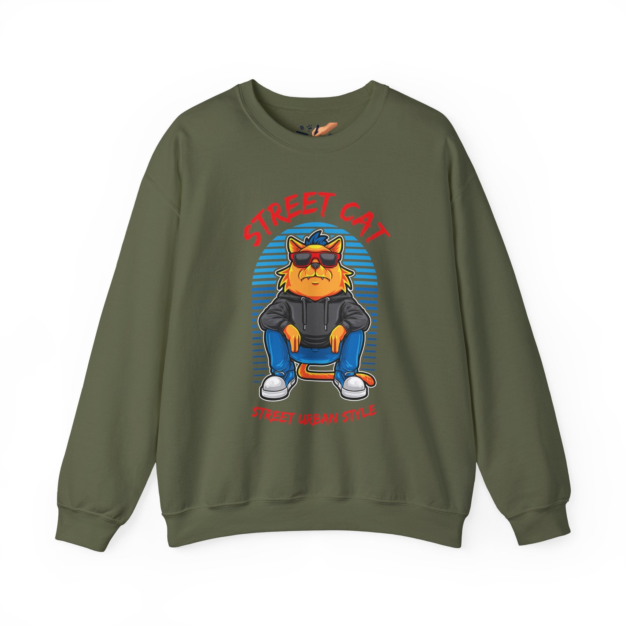 Street Cat Streetwear Sweatshirt — Urban Graphic Crewneck