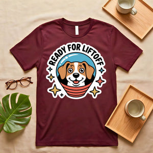 Ready For Liftoff Vintage Rocket Graphic T-Shirt on Model