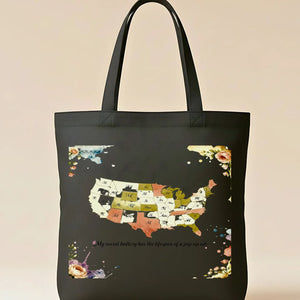 American States Tote Bag with Detailed USA Map