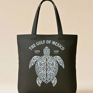Gulf of Mexico Map & Coastal Art Cotton Canvas Tote Bag