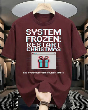 "System Frozen Restart" Computer Error Parody Funny T-Shirt