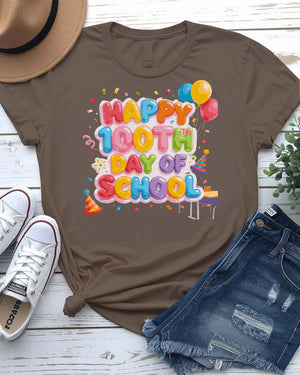 Happy 100th Day of School Celebration T-Shirt for Kids