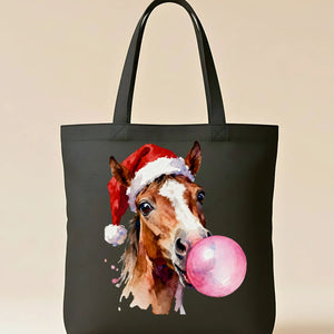 Christmas Horse Festive Equestrian Design Tote Bag