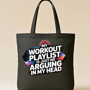 Workout Playlist Tote Bag with Fitness & Music Design