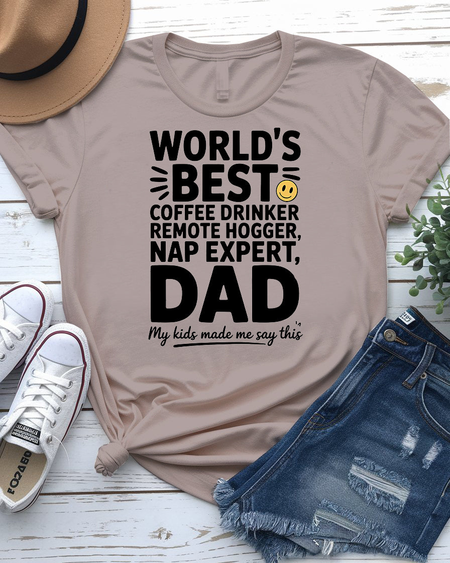 World’s Best Dad Typographical Funny Tee by Memez Store
