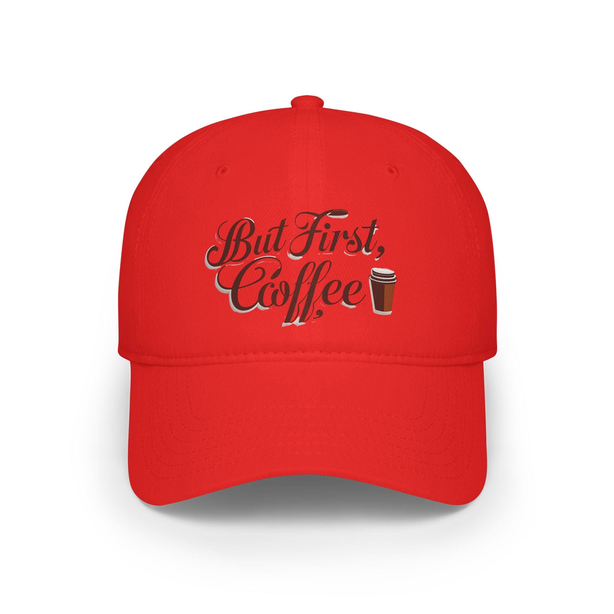 But First Coffee Baseball Cap - Casual Red Hat for Everyday Wear