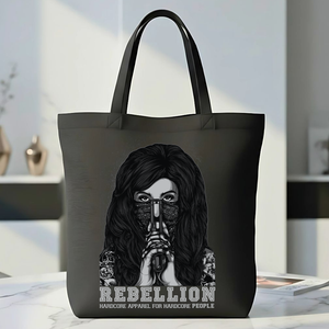 Rebellion Graphic Canvas Tote Bag - Minimalist Statement Carryall