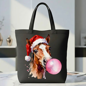 Christmas Horse Festive Equestrian Design Tote Bag