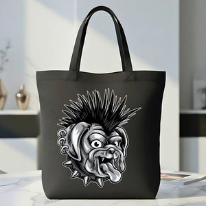 Punk Graphic Cotton Canvas Tote Bag - Anarchy Symbol Market Tote