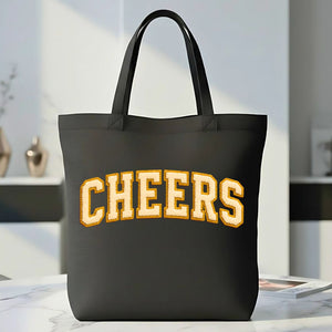 Bold "Cheers" Print on Cotton Canvas Reusable Grocery Tote