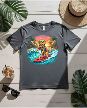 Dog wild waves tee surfing dog on wave graphic