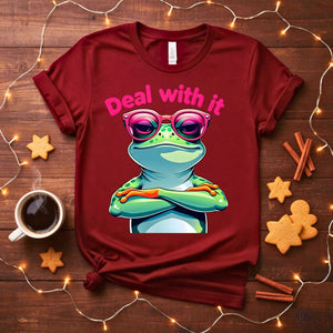Smug "Deal With It" Meme Frog Funny T-Shirt