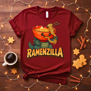 Ramenzilla Funny Food Meme T-Shirt - Giant Noodle Monster Design