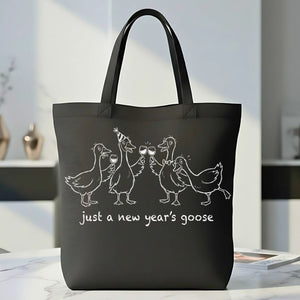Just A New Year's Goose Cute Cartoon Animal Tote Bag