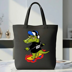 Riot Crocodile Graphic Cotton Canvas Tote Bag
