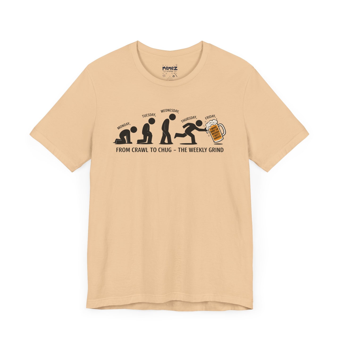 Funny Meme Unisex Tee - Crawl To Chug Design Beer Funny Meme Stee