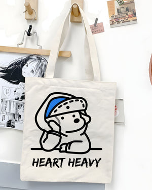 "Heart Heavy" Cute Sad Animal Meme Tote Bag