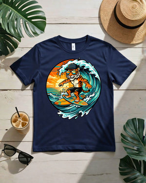 Tiger wild waves tee tiger emerging from ocean wave graphic