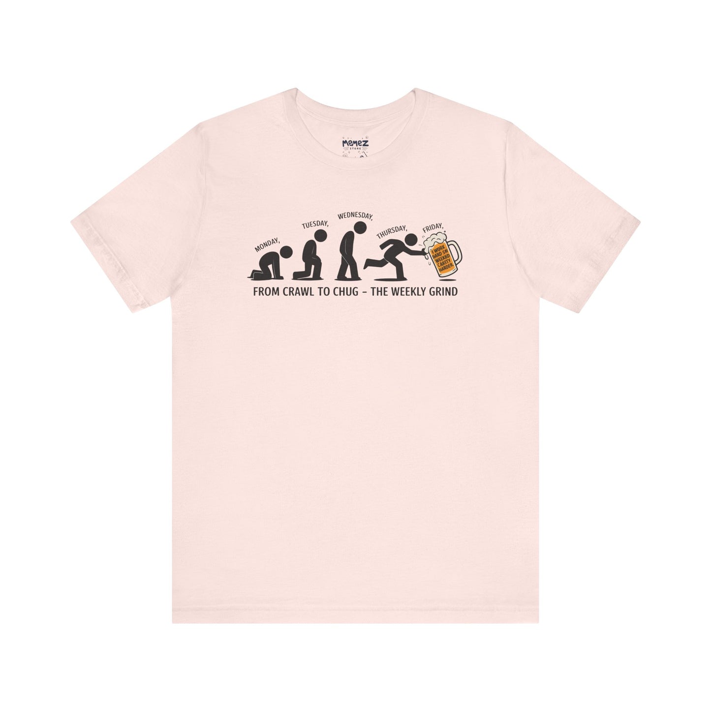 Funny Meme Unisex Tee - Crawl To Chug Design Beer Funny Meme Stee
