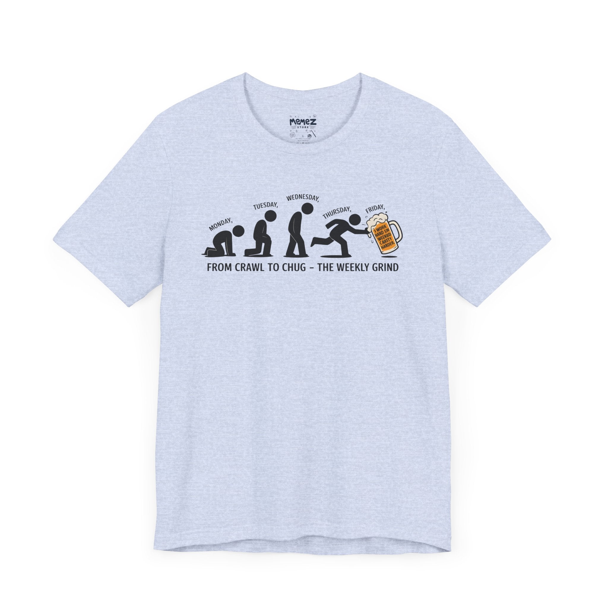 Funny Meme Unisex Tee - Crawl To Chug Design Beer Funny Meme Stee