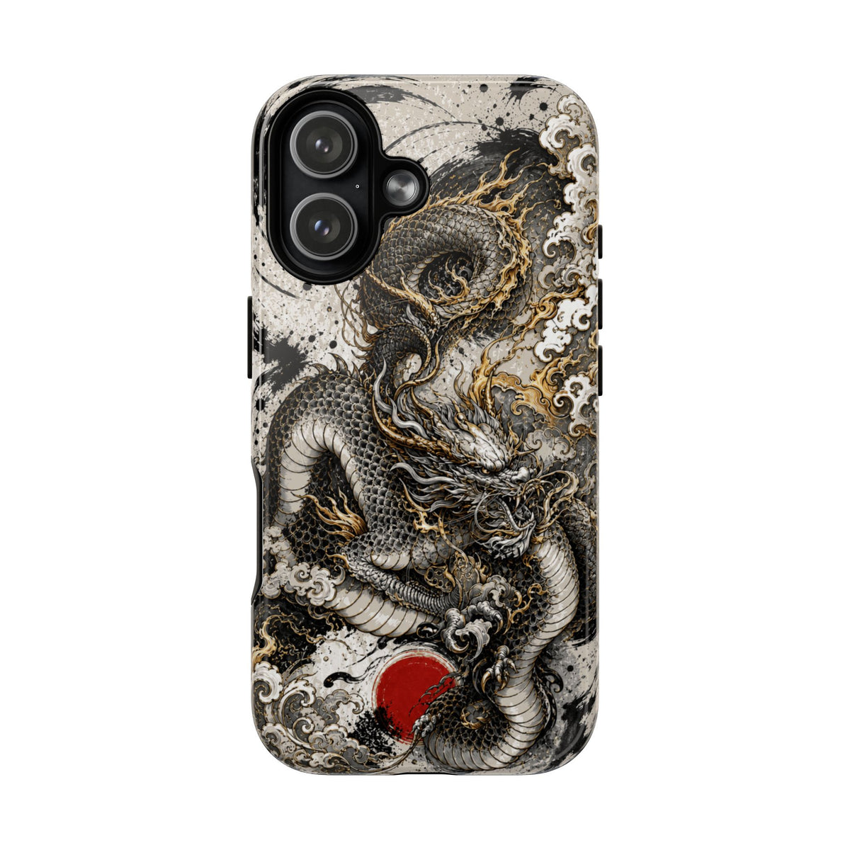 Dragon Tattoo Magnetic Phone Case — Black & Gold Japanese Dragon Design