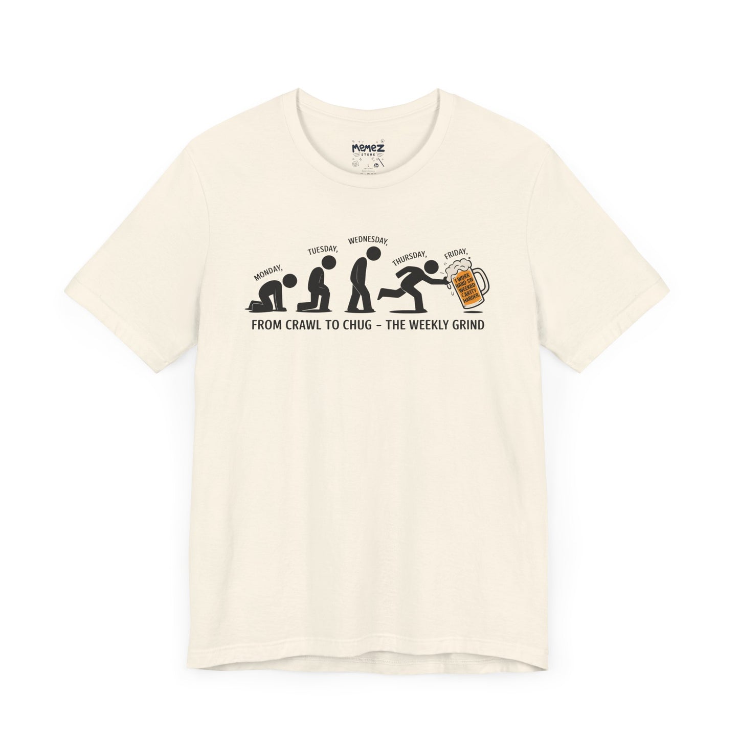 Funny Meme Unisex Tee - Crawl To Chug Design Beer Funny Meme Stee